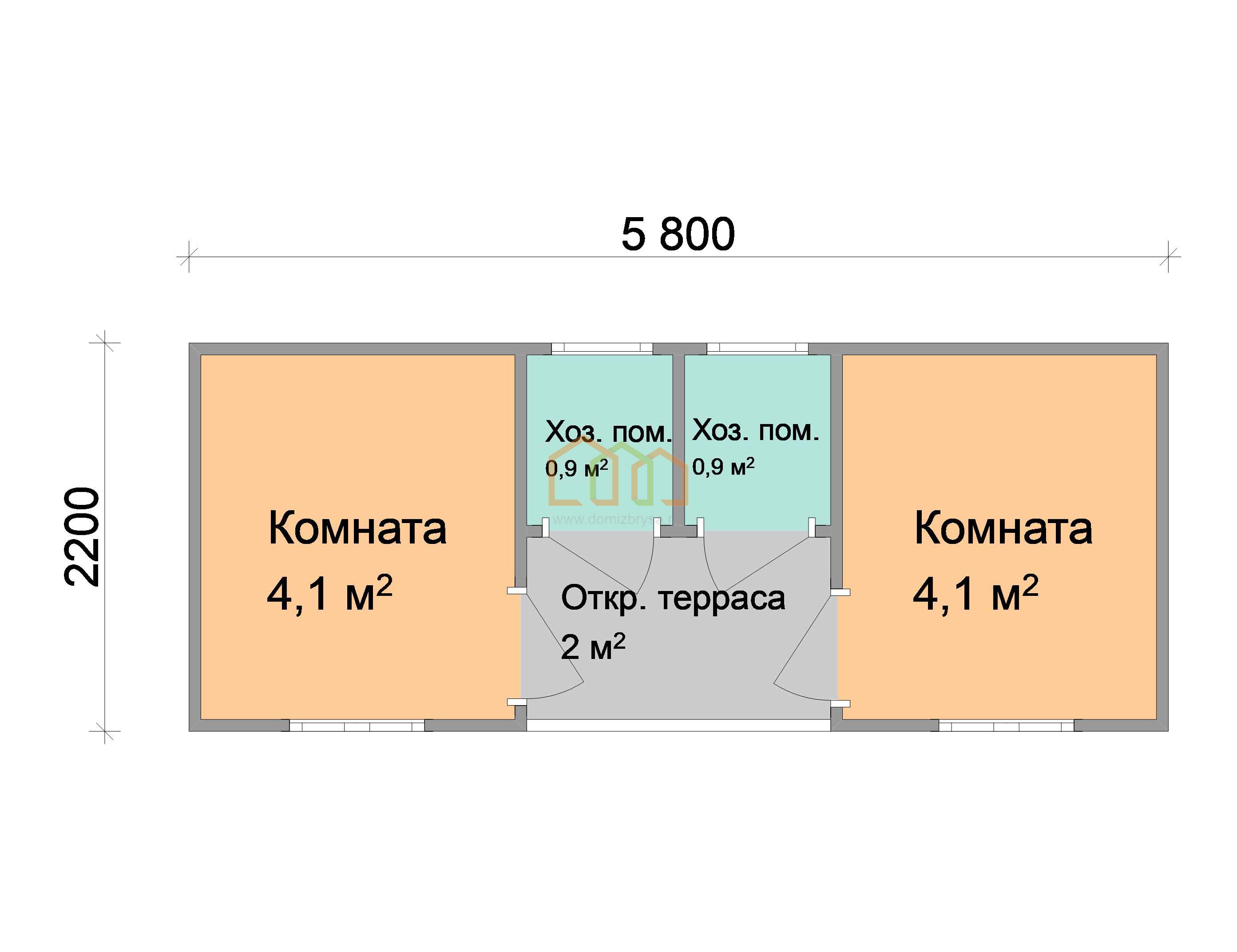 Дачная бытовка 2-х комнатная Лилия - 5 5.8x2.2 Площадь: 12.76 м² в готовом  виде с душем и туалетом под ключ в Кирове и области